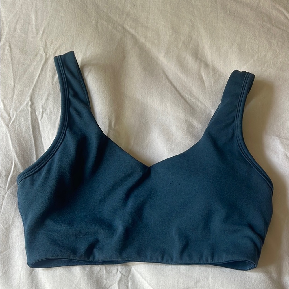 PARAGON Blue Crop Top with Athletic Fabric and Wide Shoulder Straps